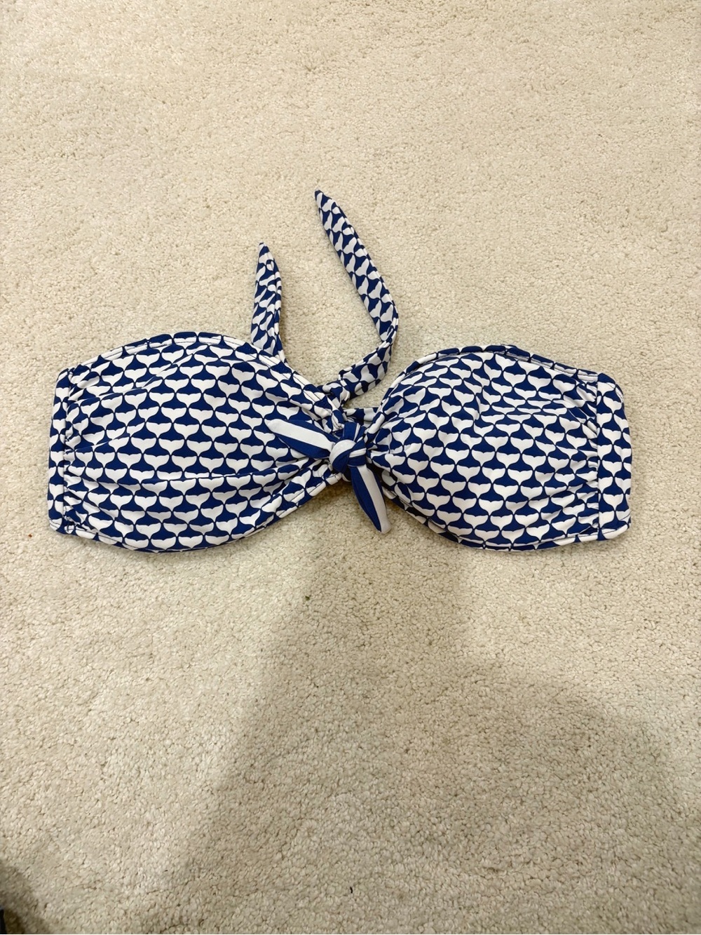 Vineyard Vines Strapless Blue & White Printed Bandeau Bikini Top Small